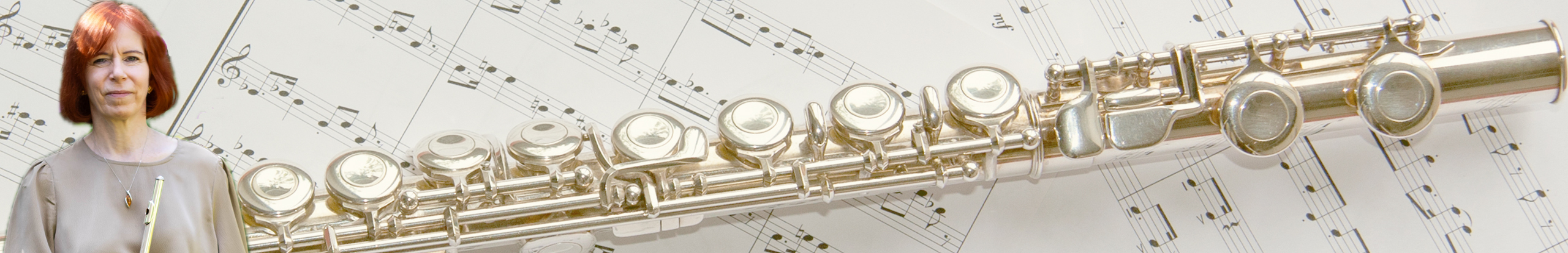 Picture of a flute on a sheet of music